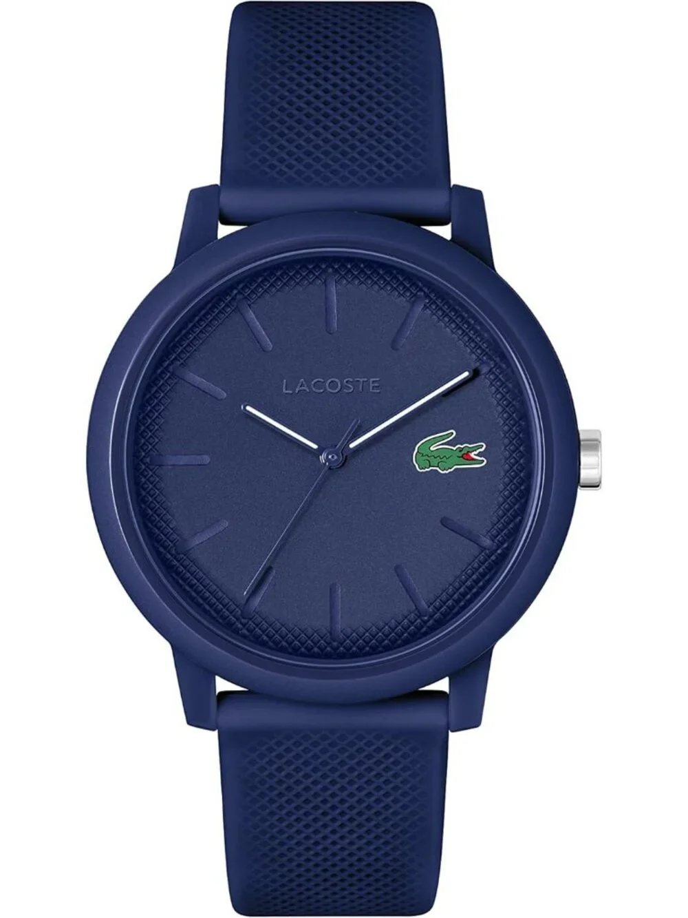 Men's Dark Blue Rubber Strap Analog Quartz TR90 Case Premium Sporty Round Watch